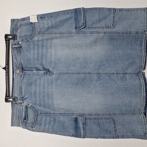 Est. 1946 Denim "NEW" Blue Light Wash Boho Grunge Knee Length Skirt Size 24W